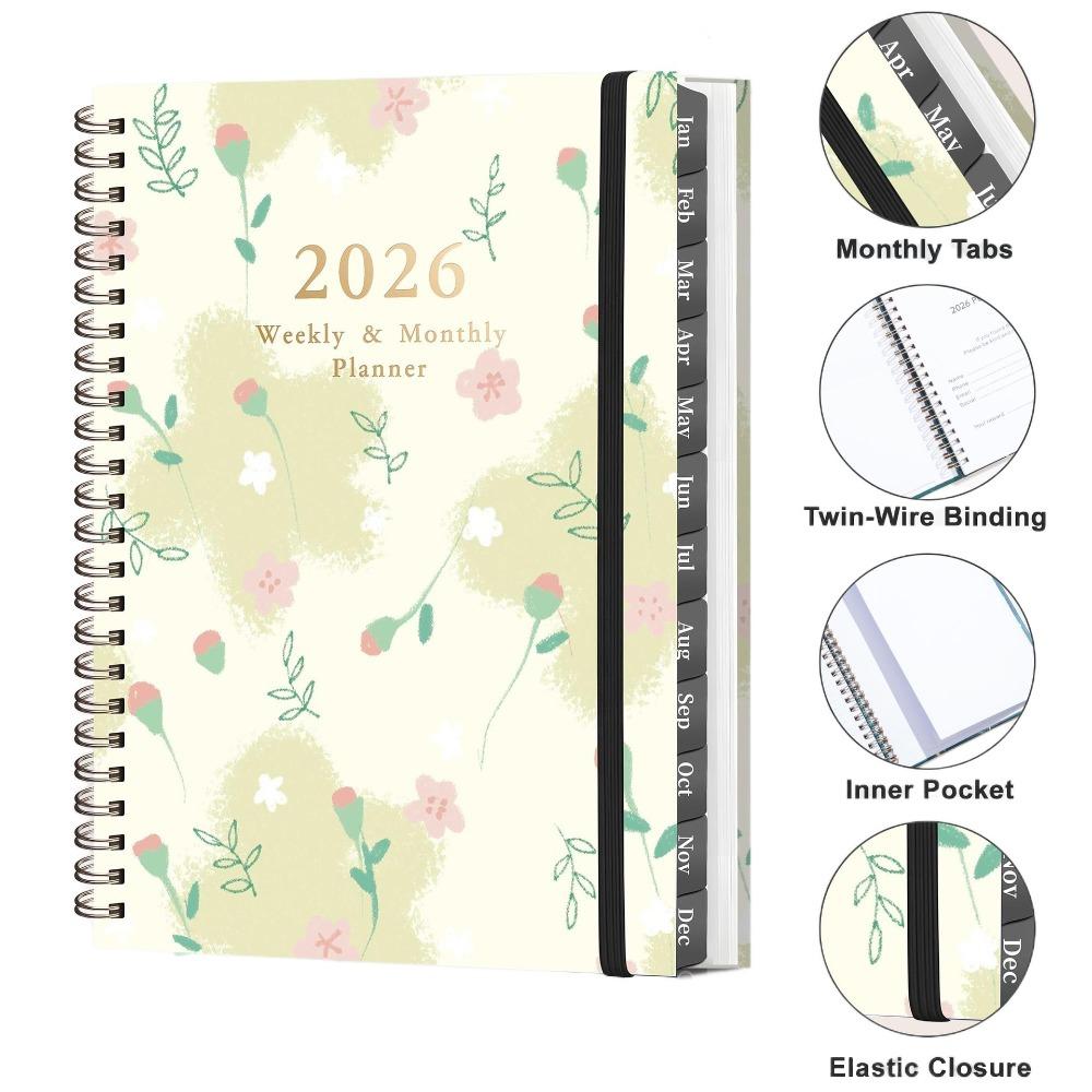 Spiral Binding Coil Diary Book A5 Size Spiral Notebook Yearly Schedule Planner Yearbook Recording
