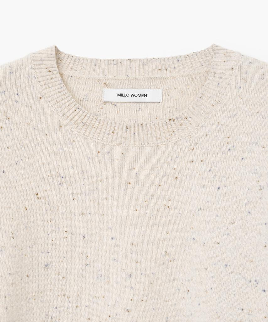 MILLO WOMEN Button Damaged Knit Top [Ecru]