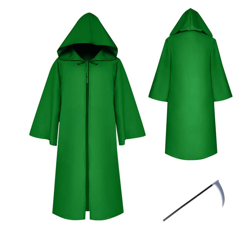 Мужские и женские костюмы на Хэллоуин, мрачный плащ, плащ с капюшоном, куртка, пальто