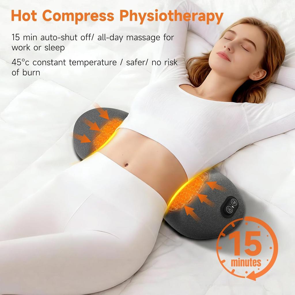 3 in 1 Lumbar Support Pillow with Adjustable Height for Bed Chair, Back Massager with Heat, Memory Foam Lower Back Massager