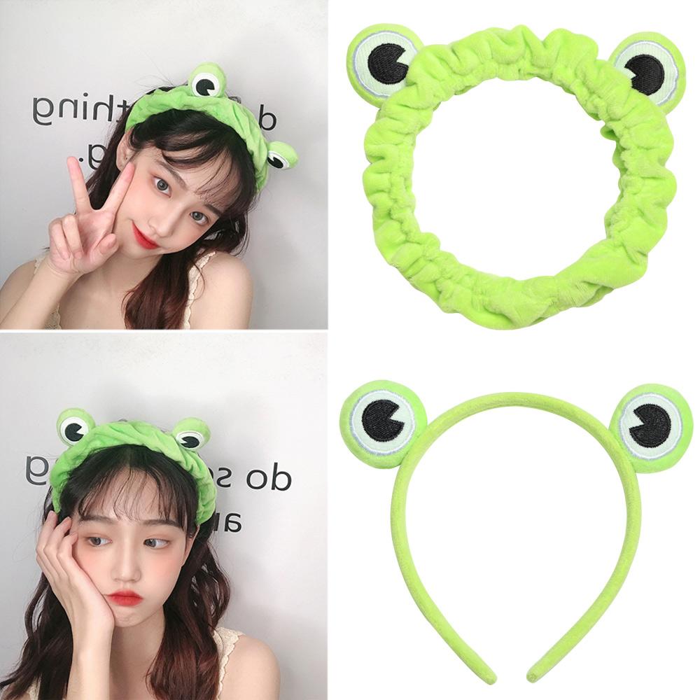 Girls Elastic Coral Fleece Makeup Headband Skincare Hair Band Washing Face Hairband Funny Frog