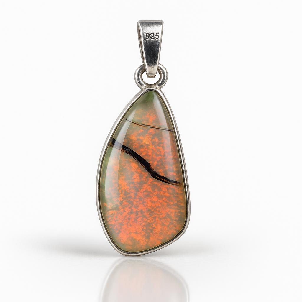 Natural Opal Pendant 28.45 ct Multicolor Fancy 925 Sterling Silver October Birthday Birthstone