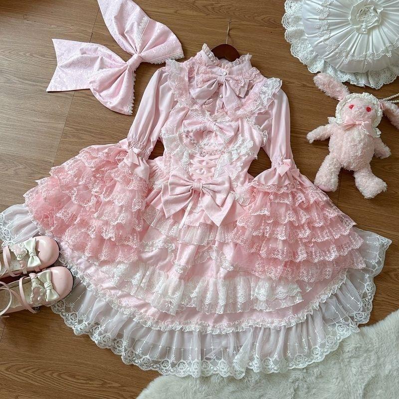Licaboth Original Design Lolita Lace Puffy Dress Gorgeous Floral Wedding Jsk Suspender Princess Dresses