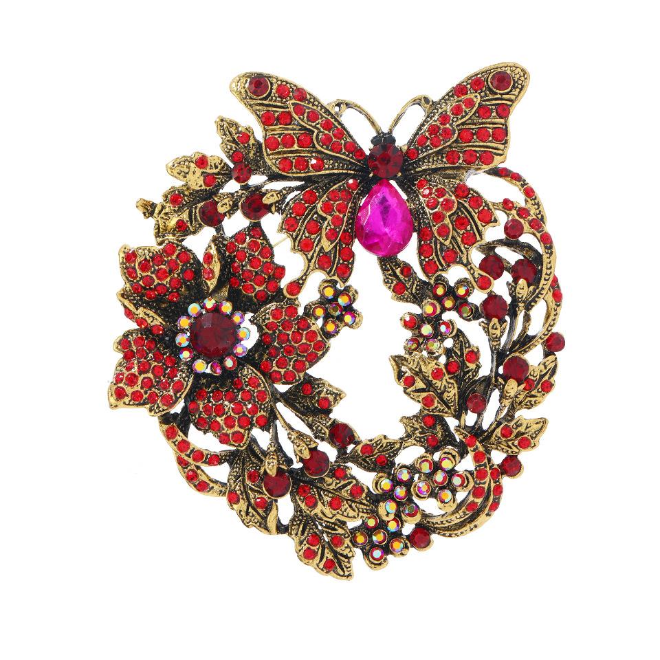 Baroque Vintage Butterfly Wreath Brooch Pins Coat Accessories Suit Corsage