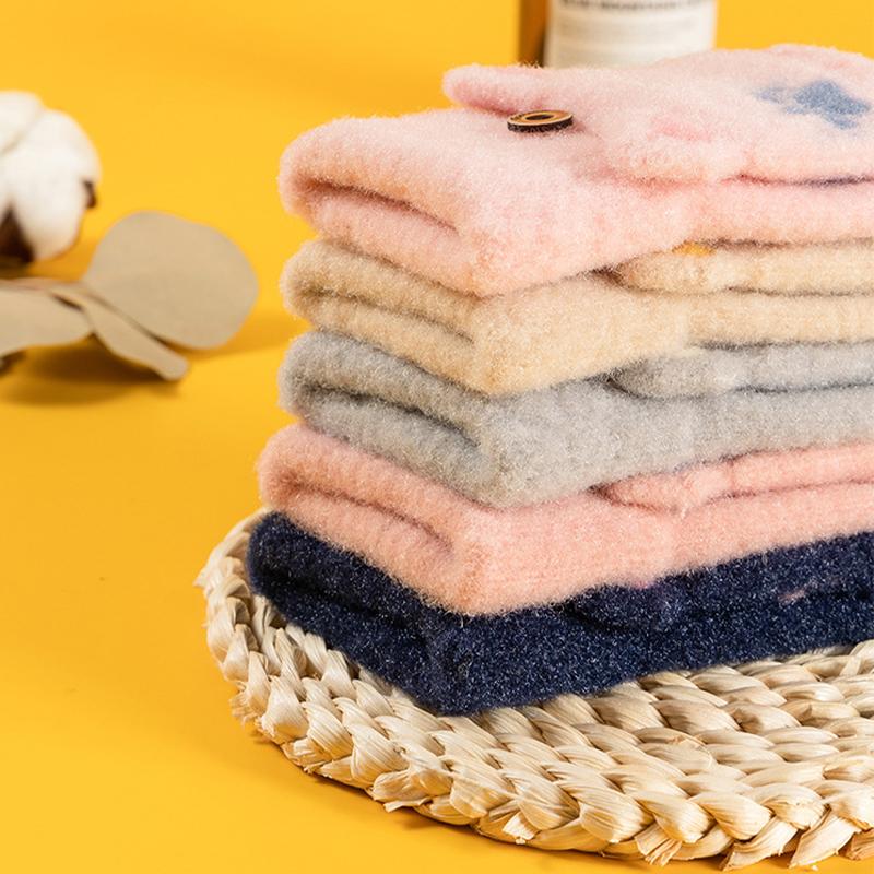 Женские зимние перчатки с милым рисунком, откидные теплые студенческие вязаные перчатки с полупальцами для письма