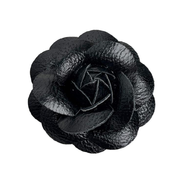Camellia Lapel Pin PU Leather Flower Shaped Breastpin Accessory Brooch Ornament