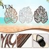 Modern Farmhouse Wall Decor 3Pcs Hollow Monstera Leaf Decoration, Wooden Tropical Art Hanging Plaque, Decorative Boho Living Room Accents Sculpture