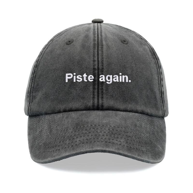 1 шт. Ретро-стиль с принтом "Piste Again", стираная бейсболка для женщин, для активного отдыха, потертая кепка от солнца для повседневной носки, пляжная вечеринка