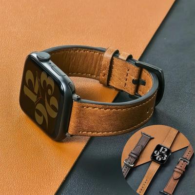 Ремешок для часов из телячьей кожи для ремешка apple watch 49 мм 46 45 42 40 мм 41 мм Женский Мужской браслет для iWatch серии 11 10 9 8 7 6 Se Ремешок