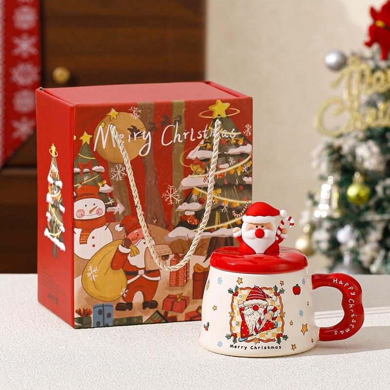 Na'S Santa Claus Cup Mug Christmas Day Ceramic Cup With Lid Souvenir Couple Coffee Water Cup