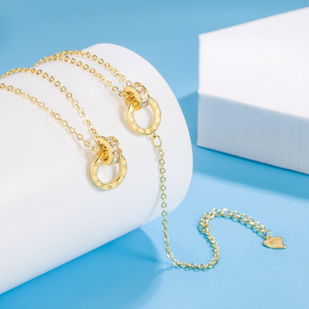 Романтичный элегантный комплект из кольца с римскими цифрами, браслета, женской универсальной цепочки на ключицу, ювелирных изделий Love Hand
