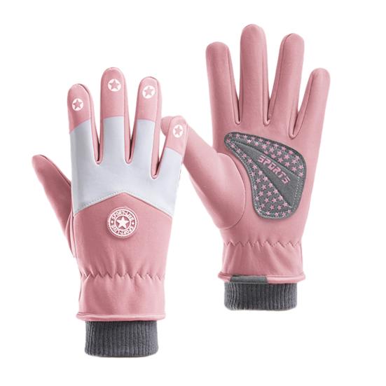 Детские лыжные перчатки Водонепроницаемые с флисовой подкладкой Зимние перчатки Теплые Ветрозащитные перчатки с нескользящими ладонями для мальчиков девочек Лыжи Сноуборд Велоспорт