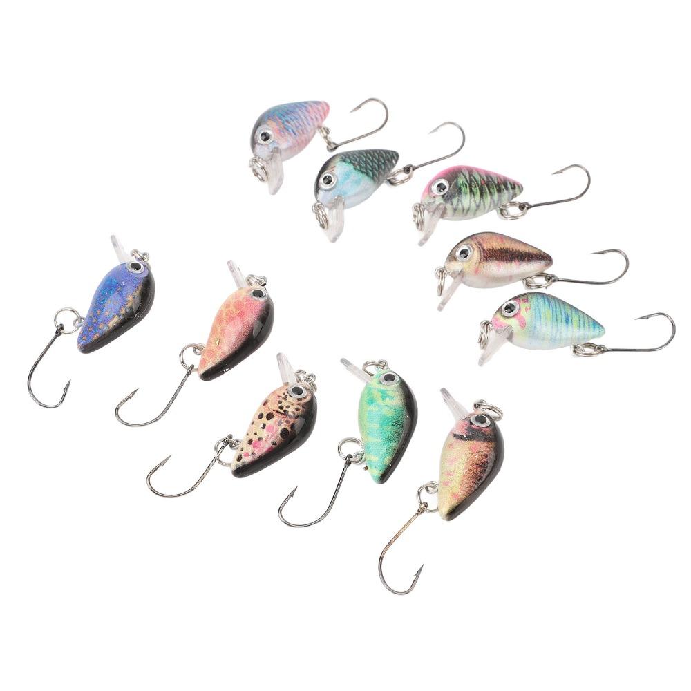 10PCS with 3D Eyes Hard Baits 3cm 1.5g Topwater Lures Durable Crankbait Lures for Bass Trout Pike