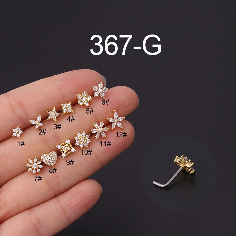 Золотые/Серебряные Пирсинги в Нос для Женщин, 20G Хирургическая Сталь Гипоаллергенный Пирсинг в Нос L-образной Формы Гипоаллергенный Пирсинг с Цирконами