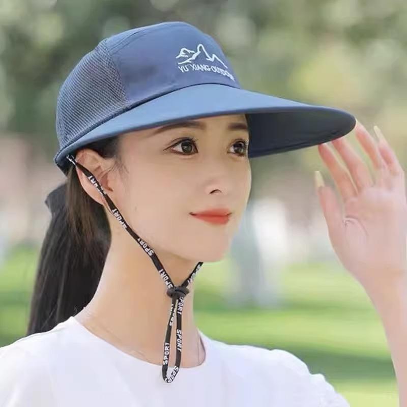 Солнцезащитный дышащий солнцезащитный козырек, солнцезащитная шляпа женская, защита от УФ-лучей, модная шляпа с широкими полями и ветрозащитной веревкой, трендовая шляпа