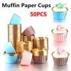 50Pcs Foil Muffin Cupcake Liner Cake Wrappers Holders Baking Cup Tray Case Cake Paper Cups Pastry Tools for Wedding Birthday