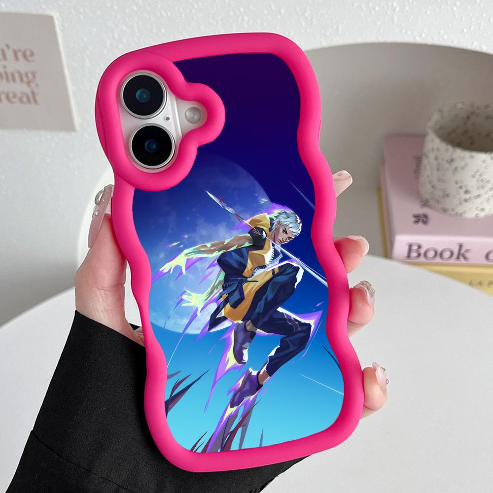 Valo Waylay Phone Case for iPhone 17 16 15 14 13 12 11 Air Pro Max Plus Red Soft TPU Wavy Edge Cover