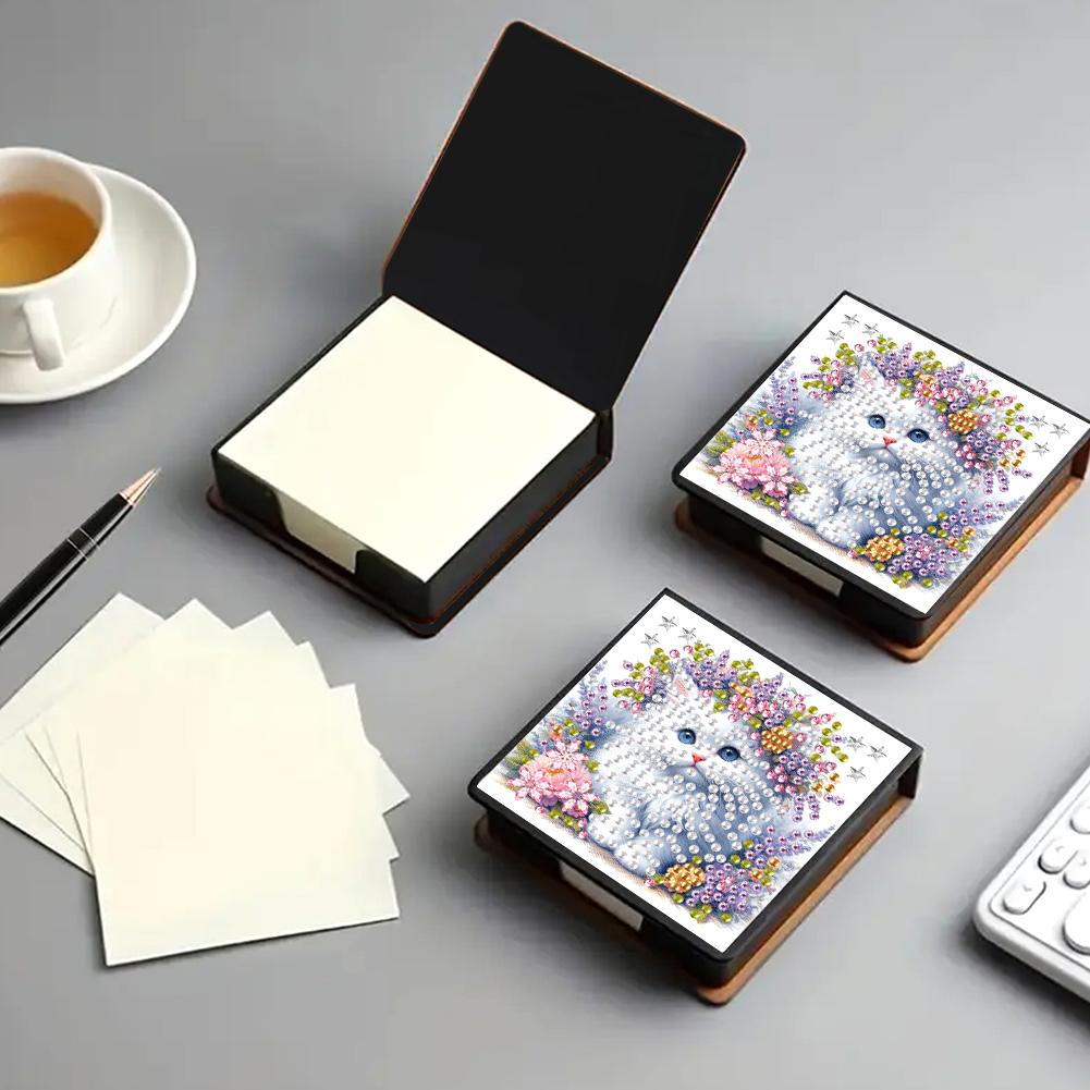 Flowers Diamond Painting Notecard Box Gem Painting Memo Pad Holder Mosaic Kit Rhinestones Post It Dispenser for DIY Art Craft