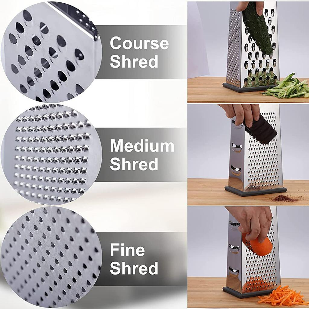 Терка для сыра из нержавеющей стали, овощерезка, измельчитель еды, 4-сторонние удобные гаджеты для кухни