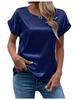 Spring and Summer New Women's Short Sleeve Satin Shirt Loose Casual Round Neck Colored Ding T-shirt Women