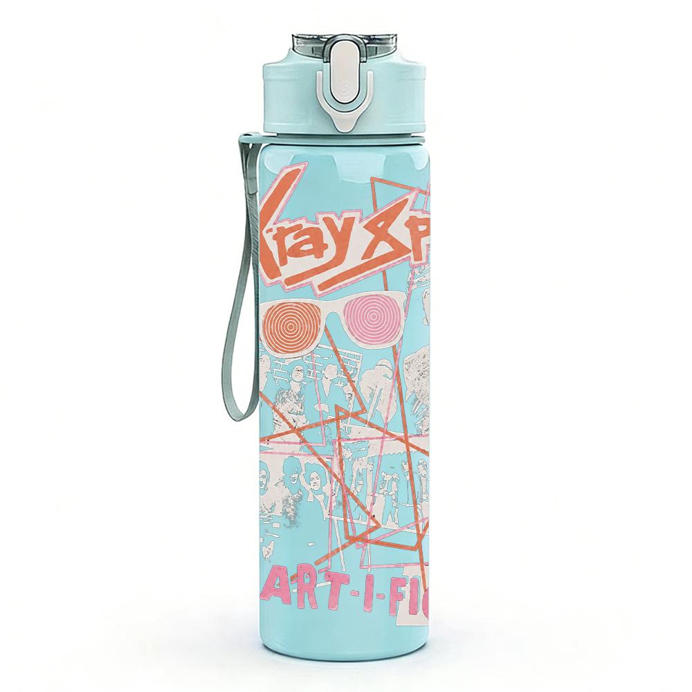 1PC Abstract Red Line Graffiti Minimalist Print 750ml Portable Sports Water Bottle Leakproof Gym Outdoor Travel Drink Cup