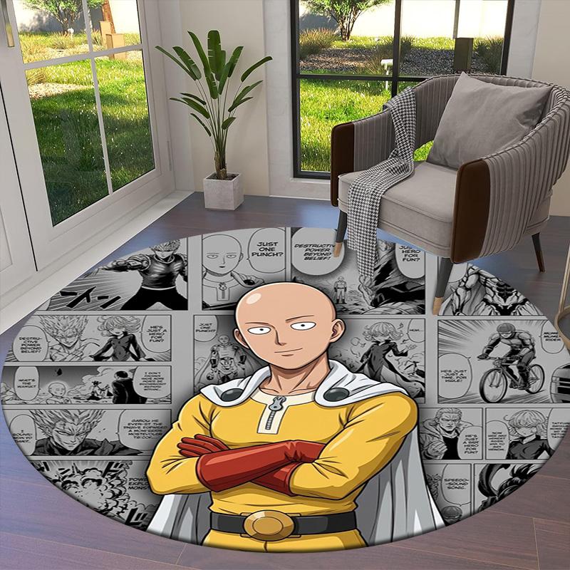 Onepunch Man Round Area Rug Carpet Rug For Living Room Bedroom Sofa Playroom Decor Nonslip Floor Mat