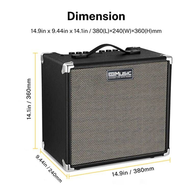 Усилитель для бас-гитары Coolmusic TS112, комбоусилитель для электрогитары и баса мощностью 30 Вт со встроенным чистым и дисторшн-овердрайвом, переключение двух тонов