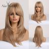 Синтетический парик блондинки с челкой, длинные волнистые парики для женщин, парик для косплея, повседневные накладные волосы, термостойкое волокно