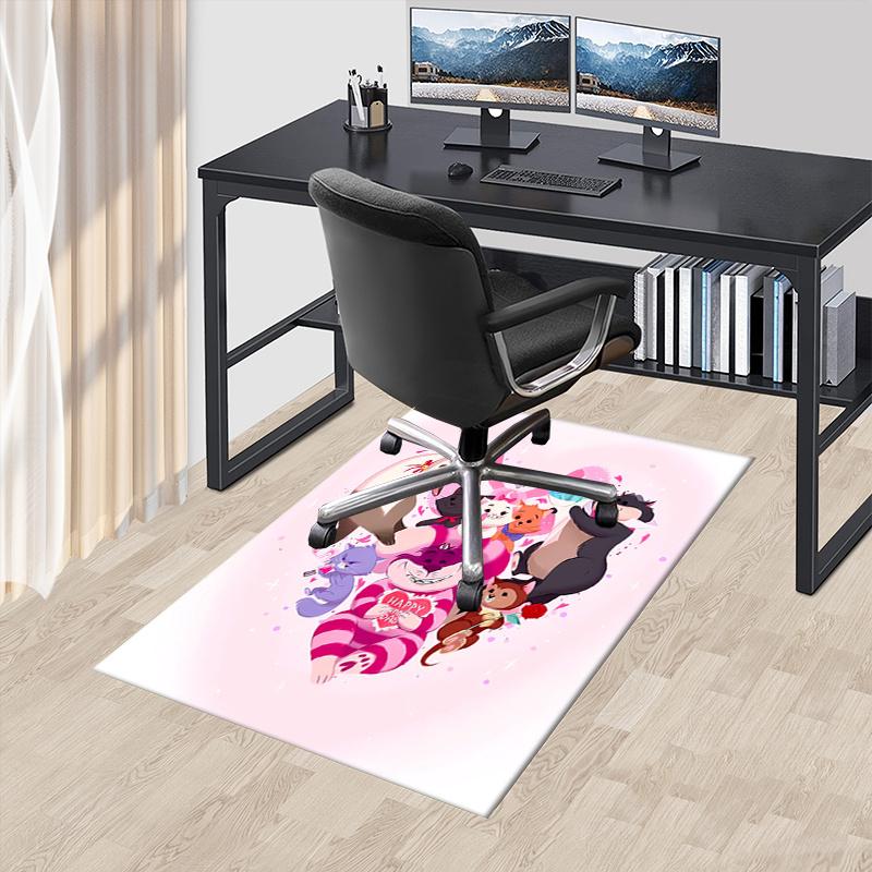Office Rug Valentine's Day, Cats theme 3D Printed Anti-Slip Rug-Machine Washable for Living Room