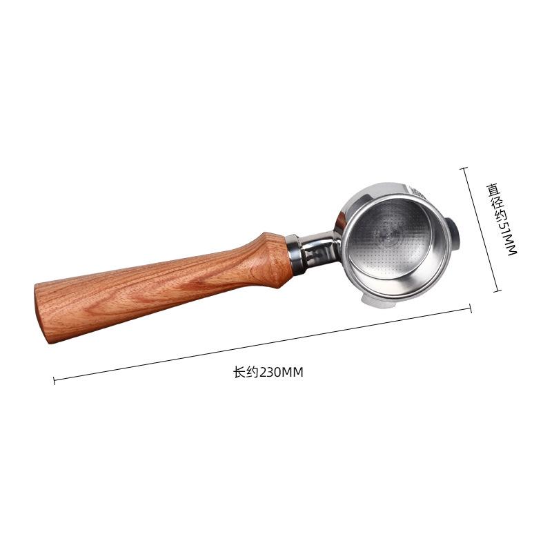 Dongling 51mm 3-Ear Coffee Machine Handle 304 Stainless Steel Bottomless Portafilter Wooden Grip Coffee Accessory