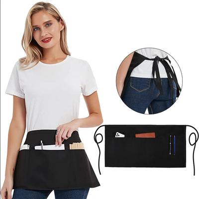 1 шт. серверные фартуки с 3 карманами-фартуки для официанток для женщин и мужчин, водостойкие полуфартуки с добавленным длинным поясным ремнем