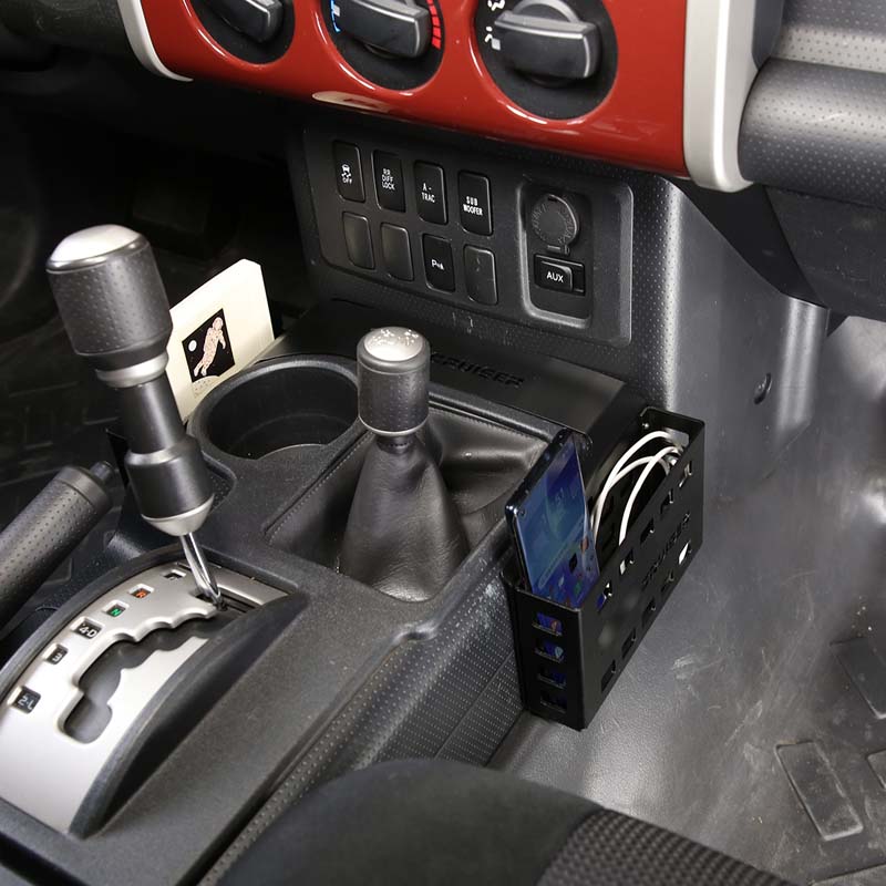 Для Toyota FJ Cruiser 2007-алюминиевый черный автомобильный ящик для хранения шестерен на центральной консоли, две корзины, отделка автомобильных аксессуаров, левый руль и