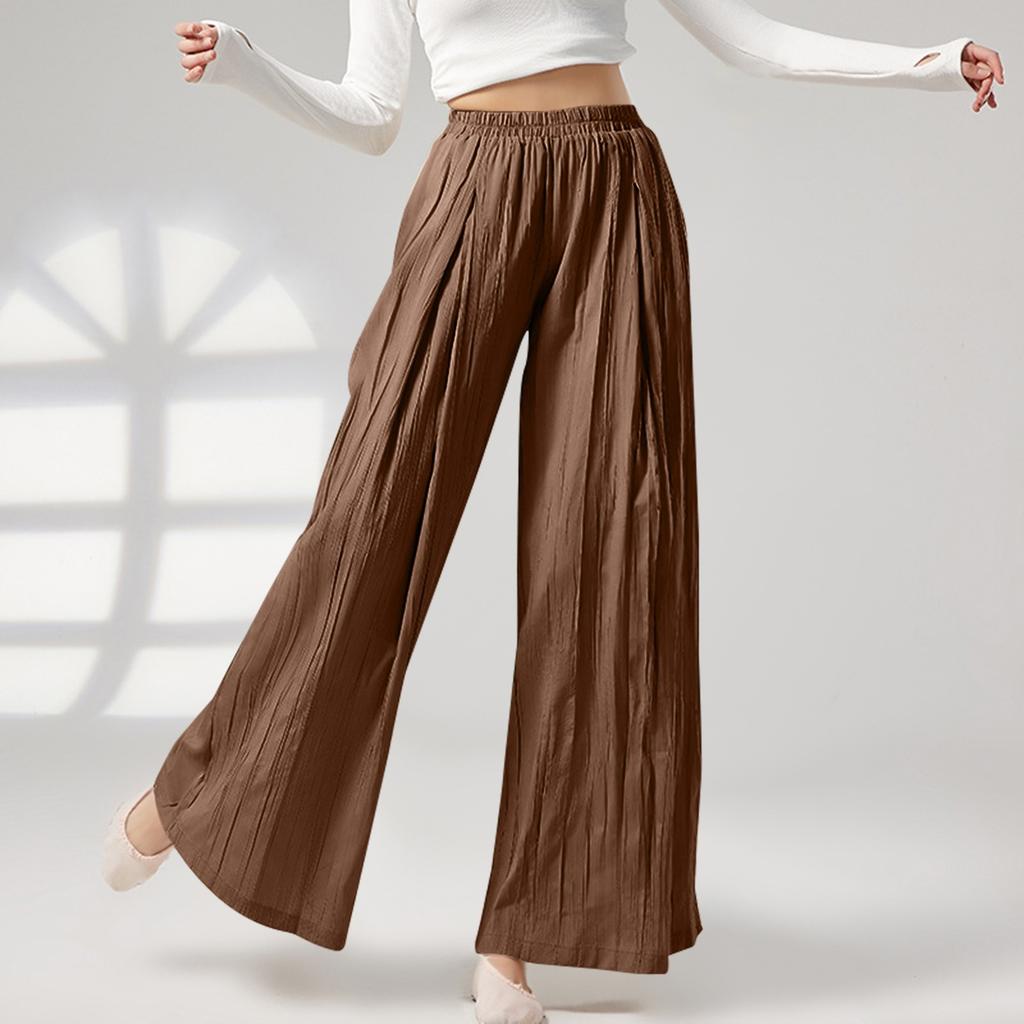 Женские свободные повседневные пляжные брюки с высокой талией и широкими штанинами