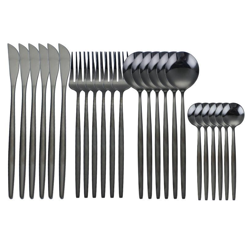 24 шт., черный западный набор столовой посуды, набор столовых приборов из нержавеющей стали, вилка, нож, ложка, набор столовых приборов, набор столовых приборов, набор столовых приборов
