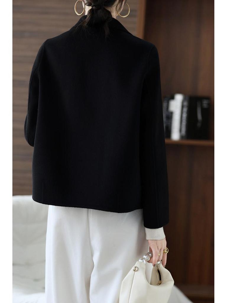 Женское двустороннее шерстяное пальто сезона осень/зима 2025 — в корейском стиле, свободного кроя, короткое, модное, универсальное.