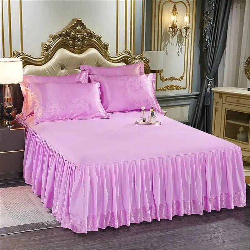 Plush Jacquard Bed Skirt Three-piece Sheet Bed Anti-slip Double Bed Spread Queen King Size Mattress Protective Cover