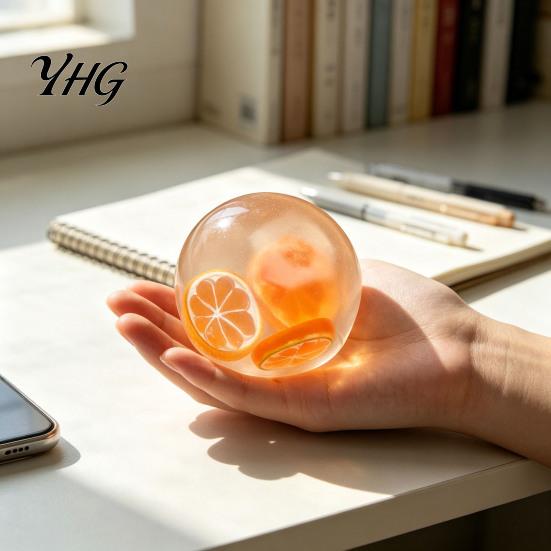 Clear Ball Squeeze Toy Shapeable Pearlescent Fidget Toy, Anxiety Relief Stress Reduction Accessories Fake Fruit Inside for Kids Adults