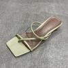Модные летние женские шлепанцы SUOJIALUN на низком квадратном каблуке, модные сандалии с узким ремешком, уличная пляжная повседневная обувь-слайды, большой размер 40