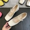 Туфли Мэри Джейн французские женские туфли-лодочки весна осень средний каблук толстый квадратный носок мокасины на пуговицах неглубокие черные коричневые женские каблуки