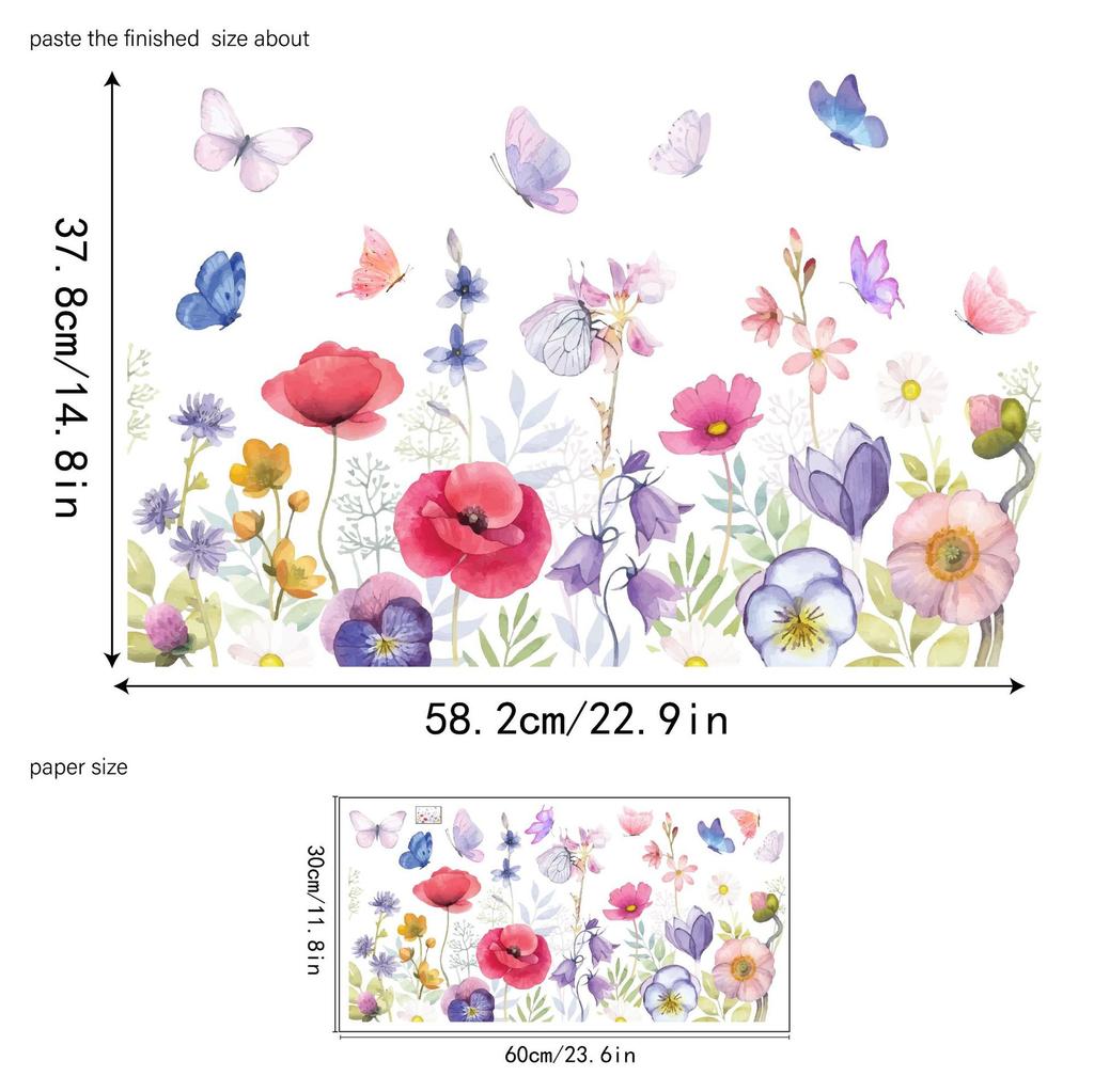 Flowers Butterfly Window Sticker Double Sided Printed Electrostatic Beautiful Spring Coming Style Bedroom Glass Decal Home Decor