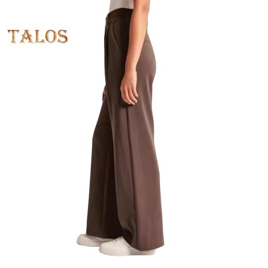 Женские брюки с застежкой-молнией на пуговицы, однотонные брюки с карманами, прямые широкие брюки для офиса и леди, рабочая одежда