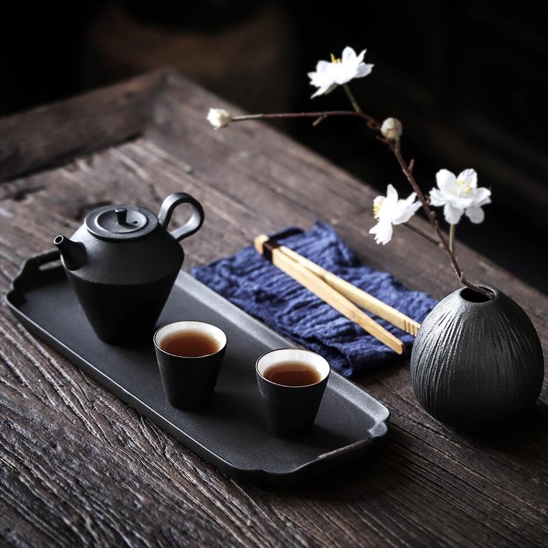 Китайская черная глина, бамбуковая шляпа, чайная чашка - Ручной работы керамический набор для чая кунг-фу, дзен-чайная церемония и домашний декор