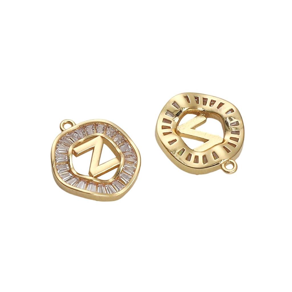Copper Zirconium Inlaid 26 Letter Pendant For DIY Jewelry Making Craft Accessories