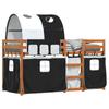 Bunk Bed with Curtains White & Black 90 x 200 cm Pine Wood