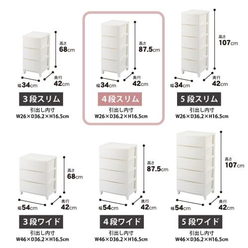 Sanka Rooms Storage Chest, White, Slim, 4 Drawers (34cm W X 42cm D X 87.5cm H), Smooth Pull-Out Drawers with Smooth Closure, Scratch-Resistant Matte F