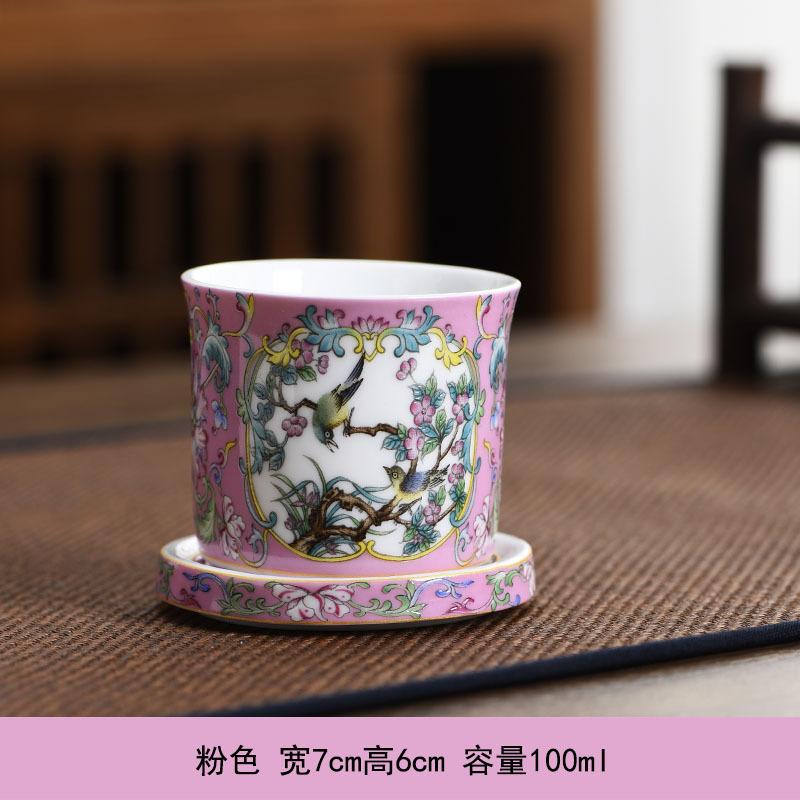 Enamel color master cup rotating cup single cup master cup tea cup ceramic kung fu tea set tea cup high-end gift box