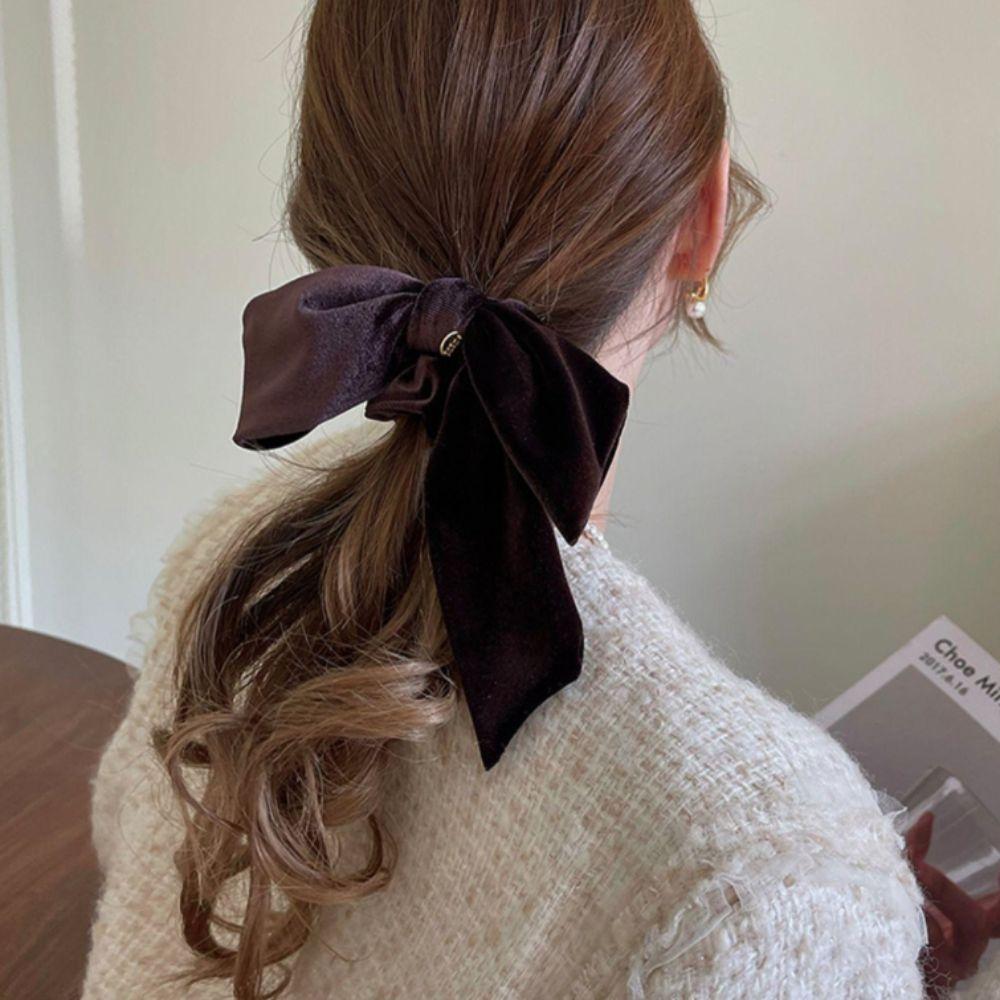 Милые бархатные резинки для волос с бантом во французском стиле, большие жгуты для волос, женские резинки для волос, аксессуары для волос