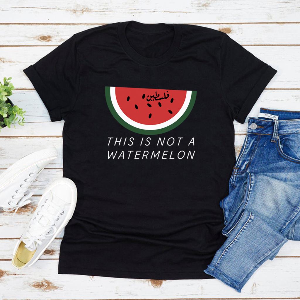 This Is Not A Watermelon T-Shirt Funny Watermelon Tshirts Women Short Sleeve Graphic T Shirts Peace and Love Tee Streetwear Tops