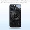 Black Bitcoin pattern glass phone case suitable for iPhone 17 16 15 14 13 12 11 Pro/Max/Plus anti drop and shockproof back cover