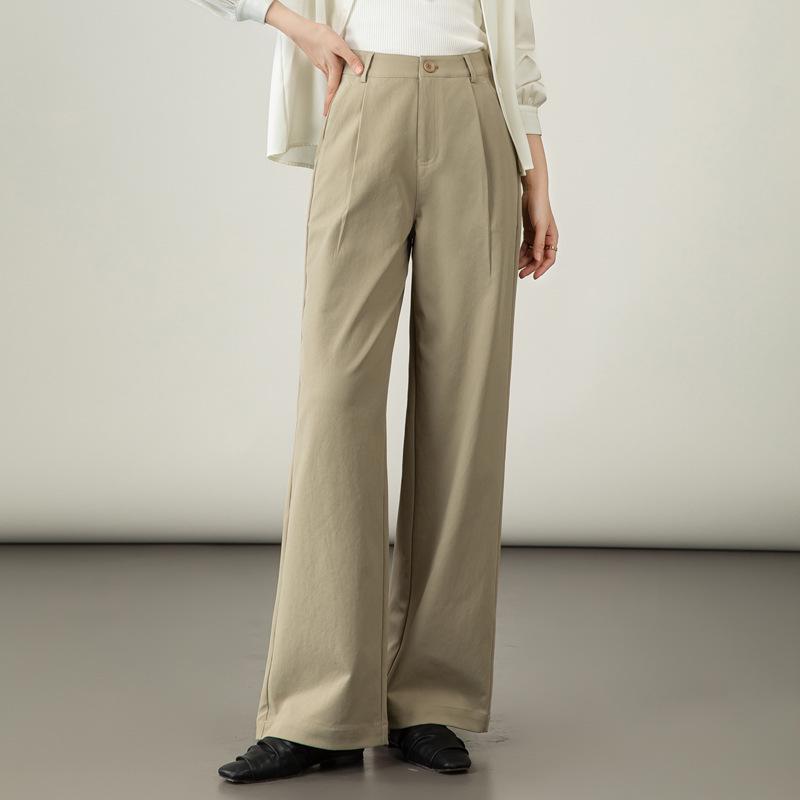 2025 Autumn Women's High-Waisted Wide-Leg White Casual Pants